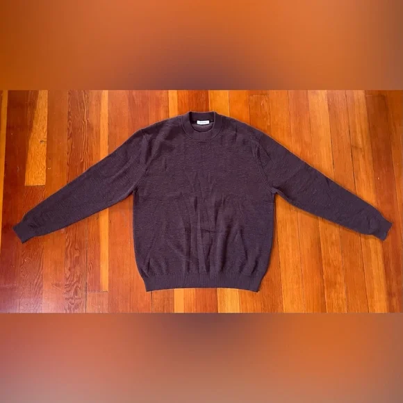 NWOT Madewell Men's Waffle-Knit Crewneck Sweater - Burgundy Brown Raisin Medium